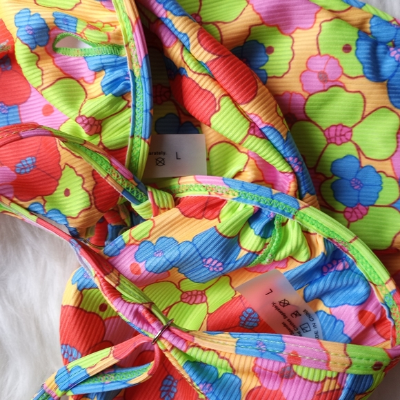 Floral Print Spaghetti Strap Bikini Bathing Suit 2 Piece Swimsuit, NWOT - Picture 6 of 14